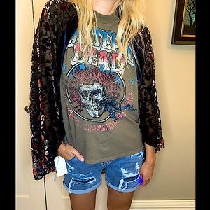 NWT Velvet burnout rose flowered kimono style wrap